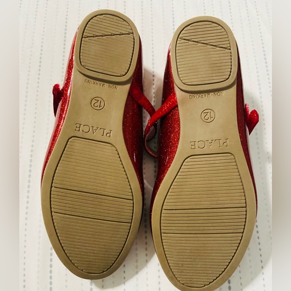 Girls Glitter Ballet Flats - Red size Y-12 - Picture 3 of 5